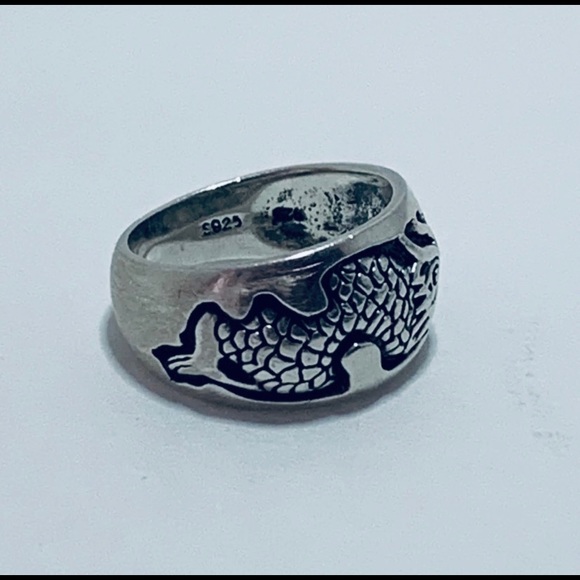925 stamped Sterling Silver Dragon Ring Size 7.5 - Picture 3 of 6